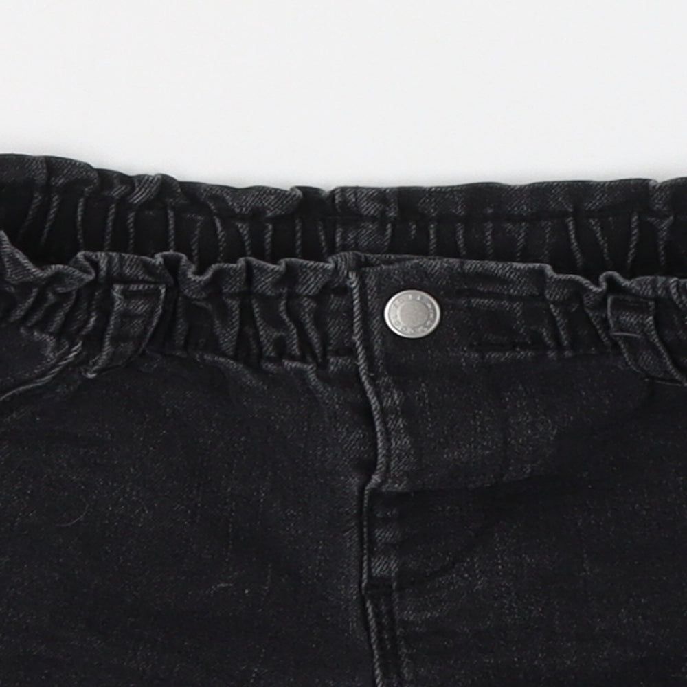 Primark Girls Black  Cotton Cropped Jeans Size 18-24 Months  Button