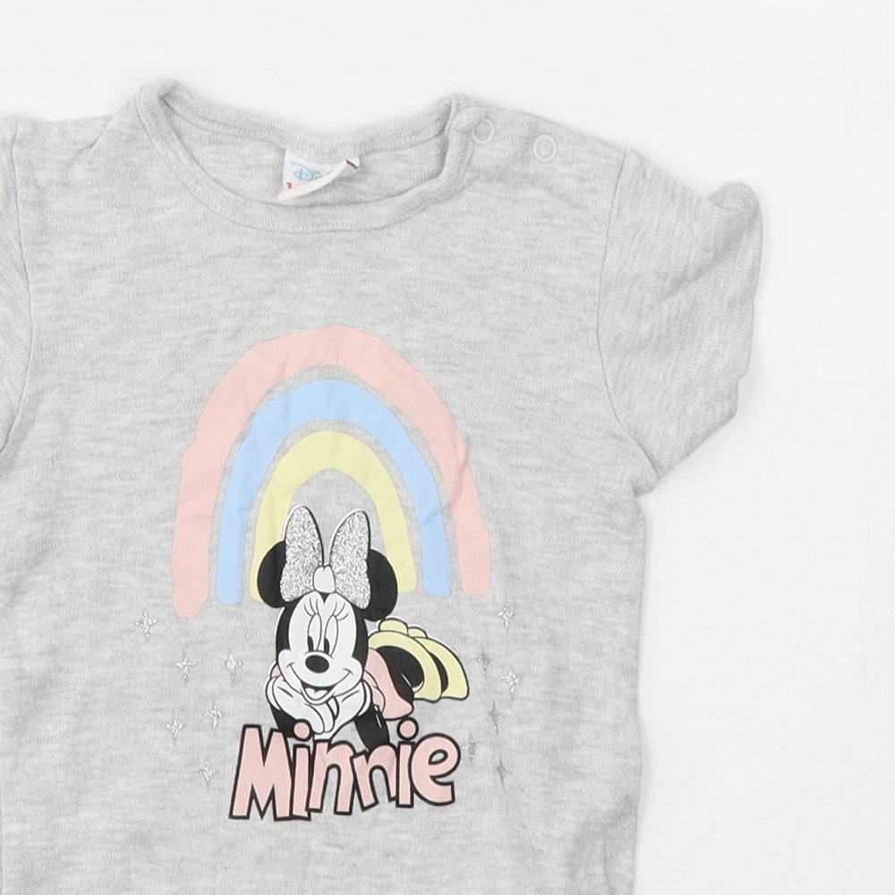 Disney Baby Baby Grey  Cotton Babygrow One-Piece Size 12-18 Months  Button - Minnie mouse