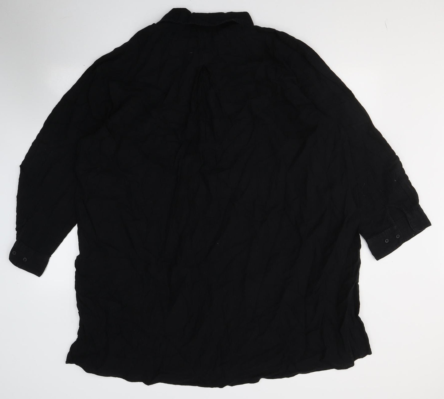 H&M Womens Black  Cotton Shirt Dress  Size XL  Collared Pullover