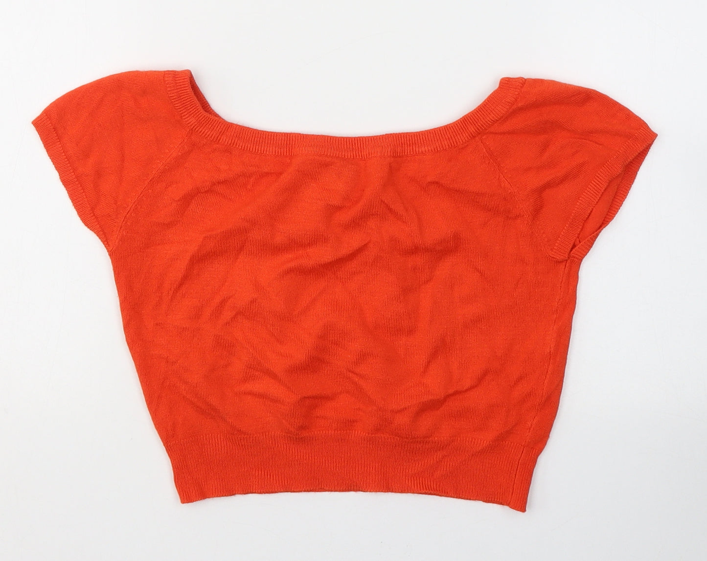 Atmosphere Womens Orange  Viscose Cropped T-Shirt Size 10 Boat Neck