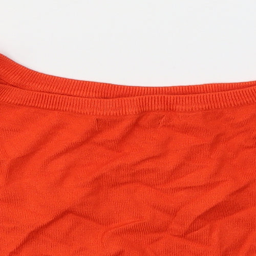 Atmosphere Womens Orange  Viscose Cropped T-Shirt Size 10 Boat Neck