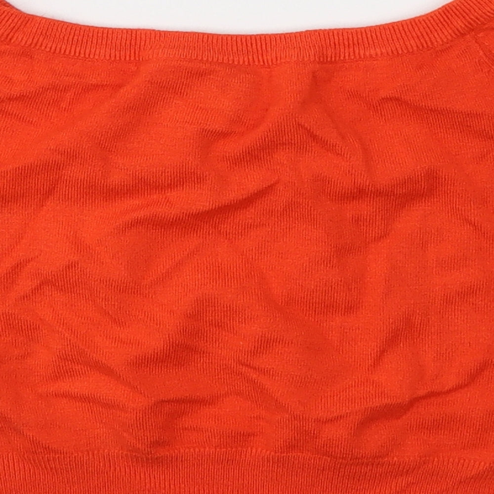 Atmosphere Womens Orange  Viscose Cropped T-Shirt Size 10 Boat Neck