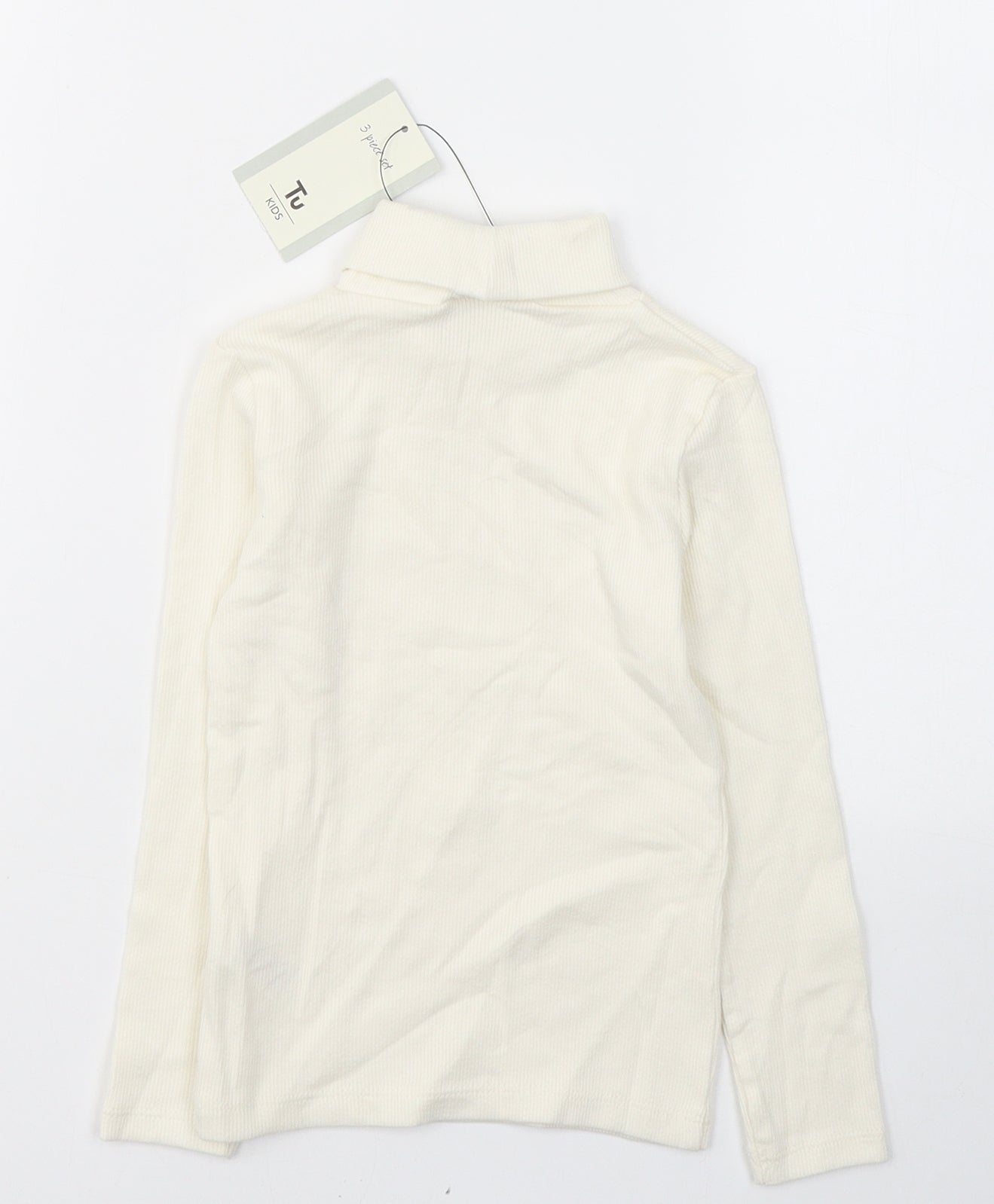 TU Girls White  Cotton Pullover Casual Size 2-3 Years Roll Neck Pullover