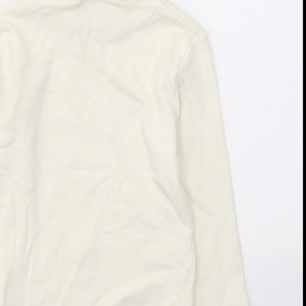 TU Girls White  Cotton Pullover Casual Size 2-3 Years Roll Neck Pullover