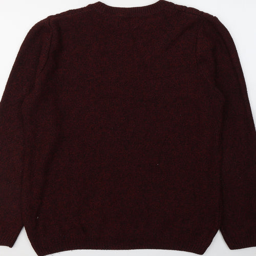 Topman Mens Red Round Neck  Acrylic Pullover Jumper Size M