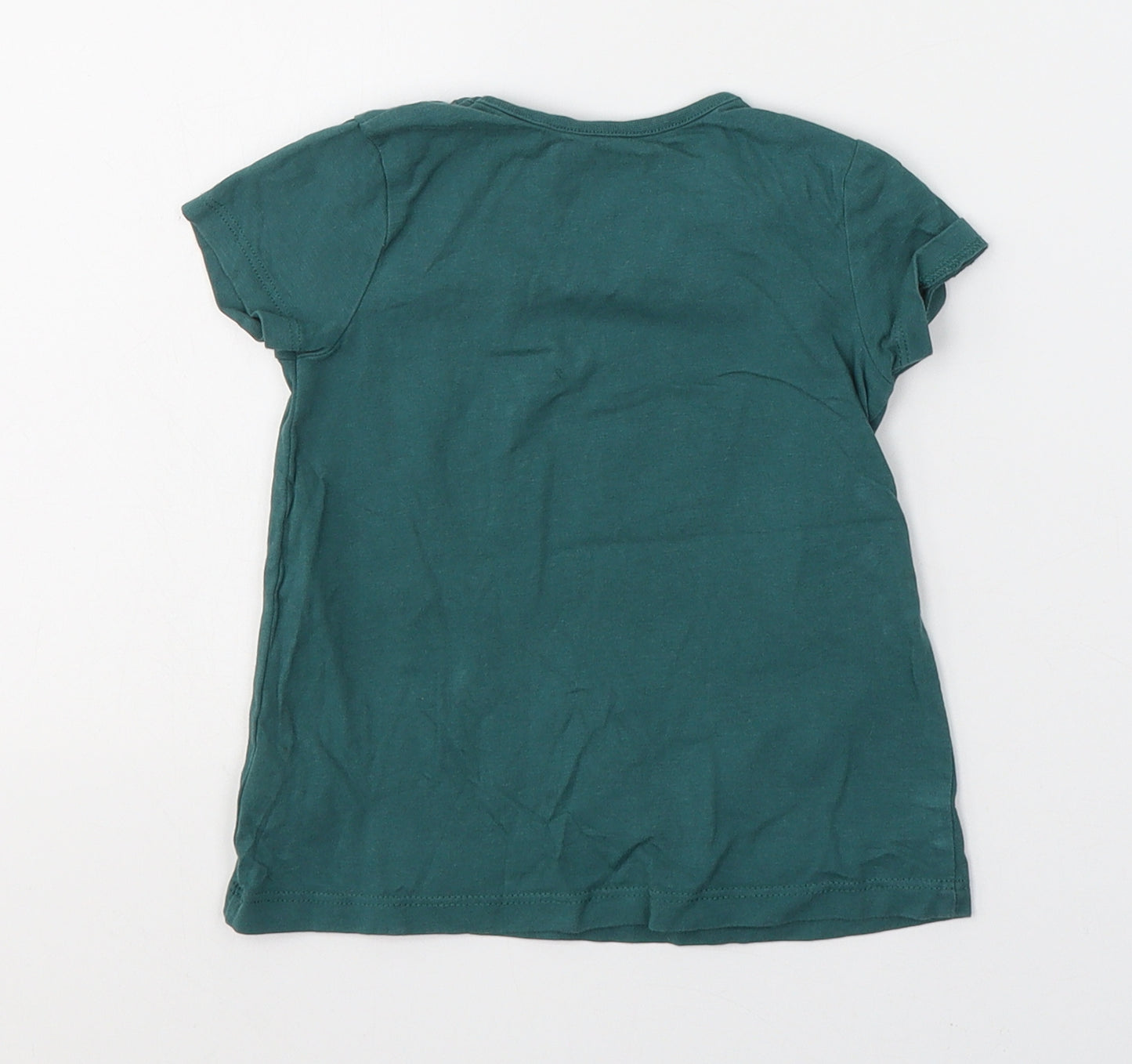 George Boys Green  Cotton Basic T-Shirt Size 9-12 Months Round Neck Pullover - Crocodile