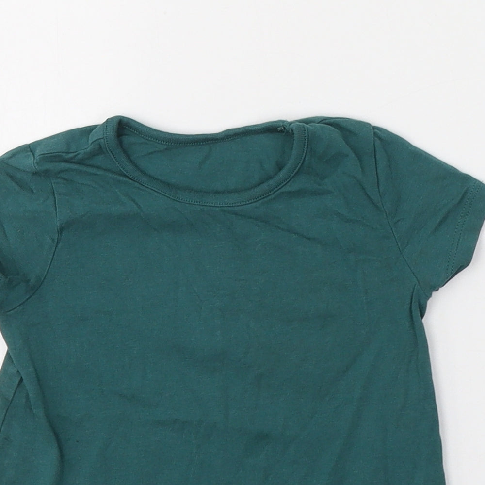 George Boys Green  Cotton Basic T-Shirt Size 9-12 Months Round Neck Pullover - Crocodile