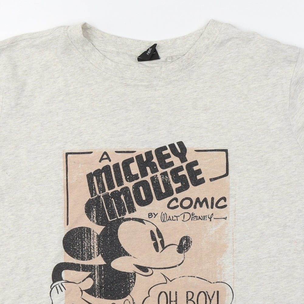 Disney Womens Beige  Cotton Basic T-Shirt Size 6 Round Neck - Mickey Mouse