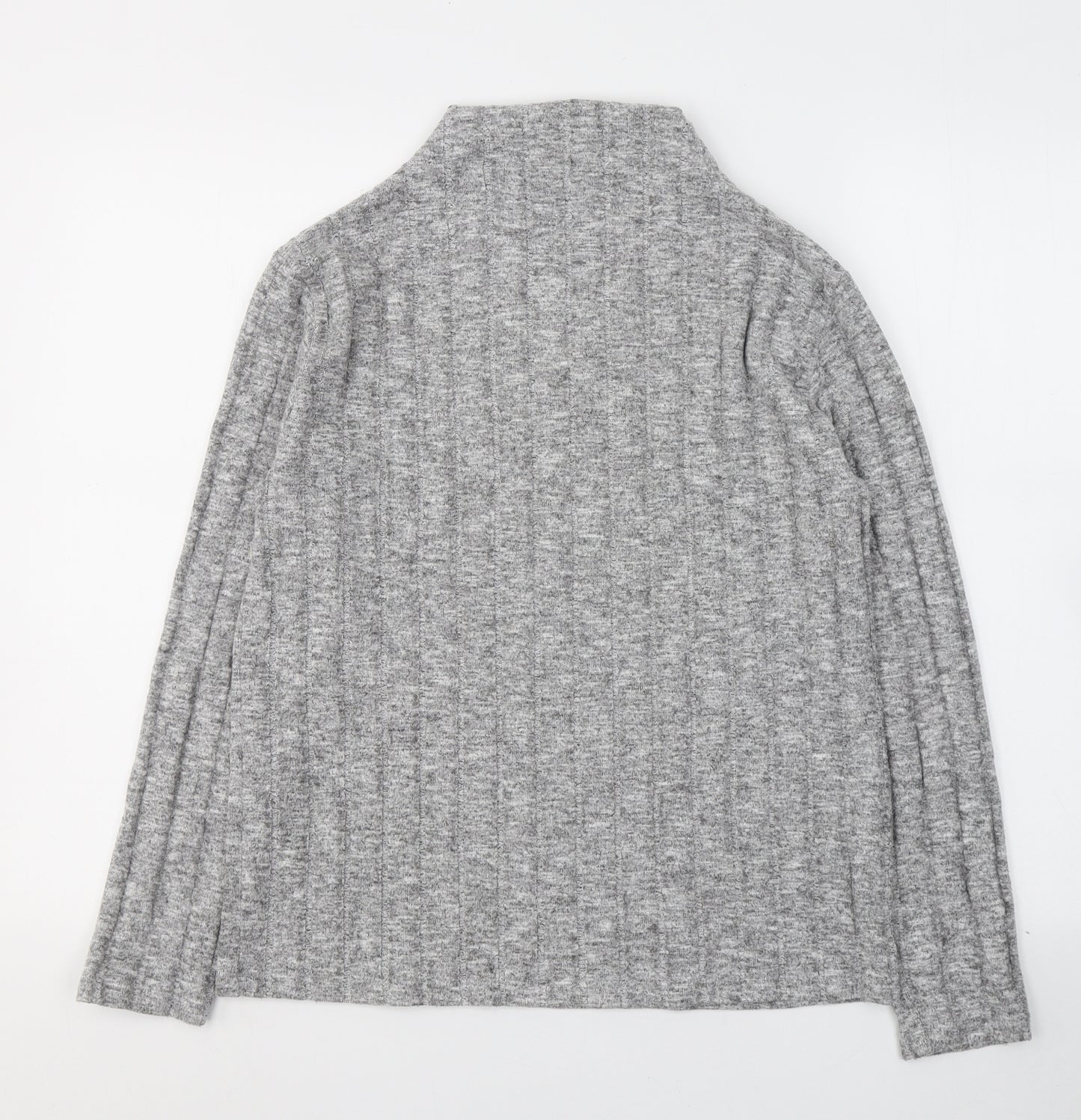 Marks and Spencer Womens Grey  Viscose Basic Blouse Size 12 High Neck
