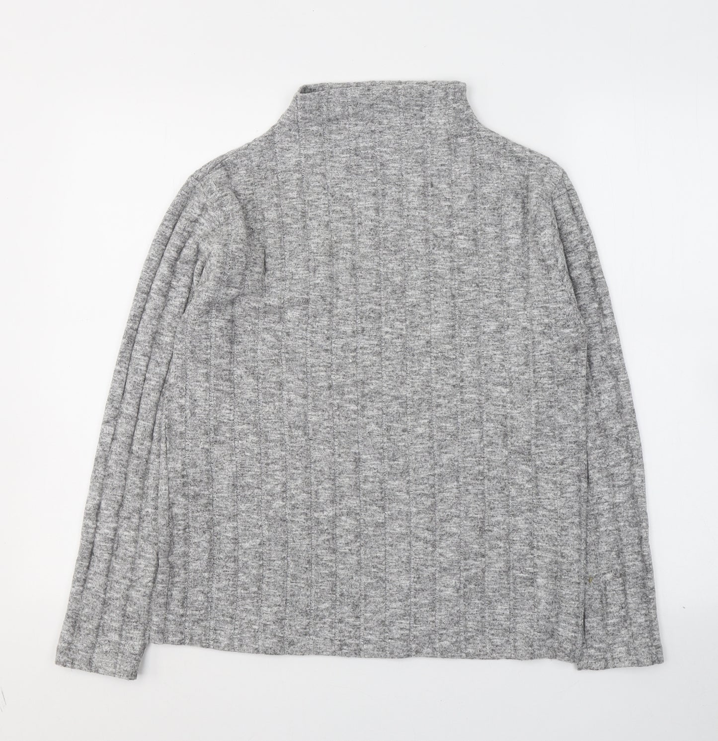 Marks and Spencer Womens Grey  Viscose Basic Blouse Size 12 High Neck