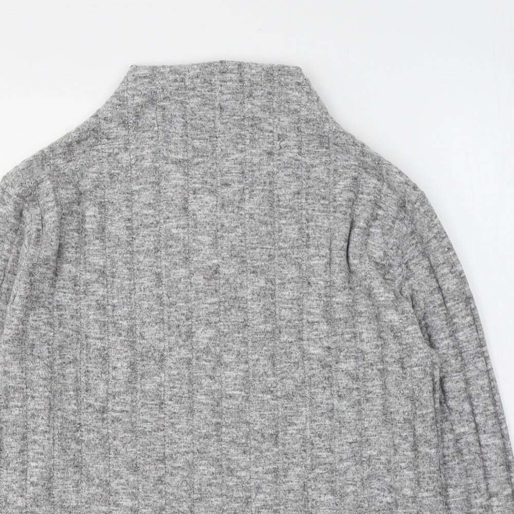 Marks and Spencer Womens Grey  Viscose Basic Blouse Size 12 High Neck