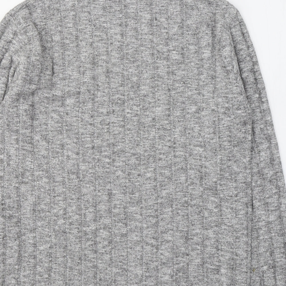 Marks and Spencer Womens Grey  Viscose Basic Blouse Size 12 High Neck