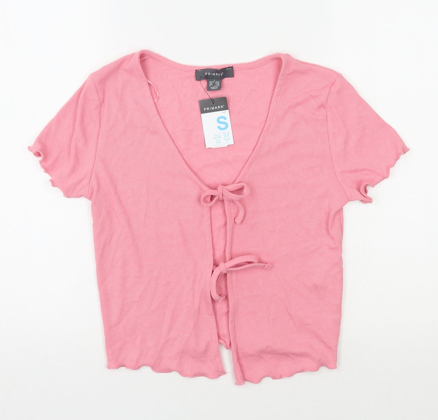 Primark Womens Pink V-Neck  Polyester Cardigan Jumper Size 10