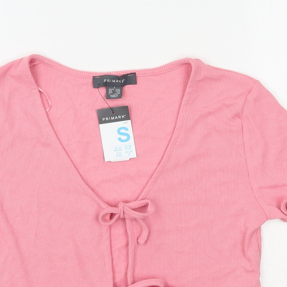 Primark Womens Pink V-Neck  Polyester Cardigan Jumper Size 10