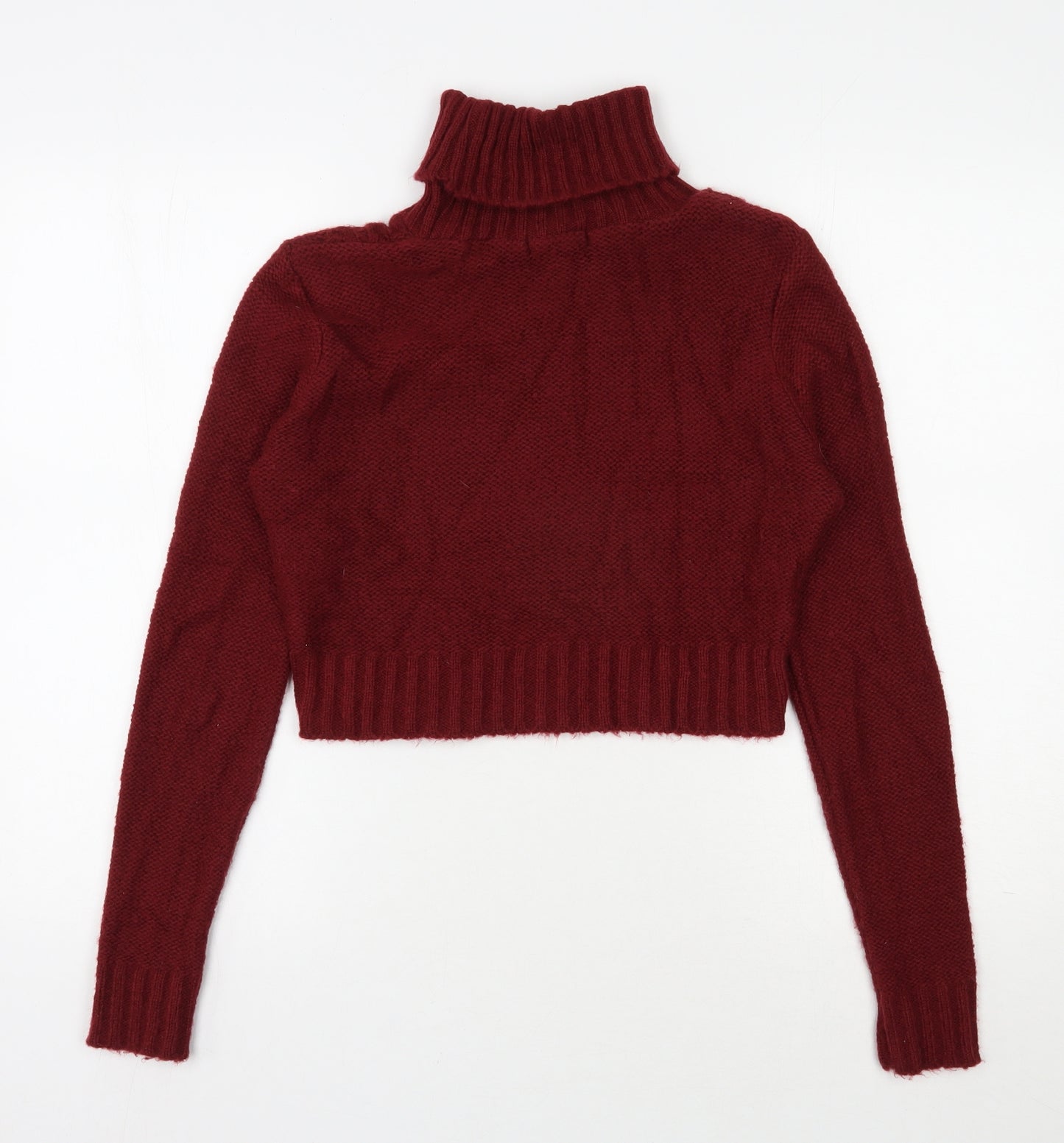 Boohoo Womens Red Roll Neck  Acrylic Pullover Jumper Size S   - Cropped