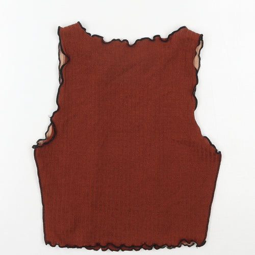 SheIn Womens Brown  Polyester Cropped Tank Size XS Round Neck