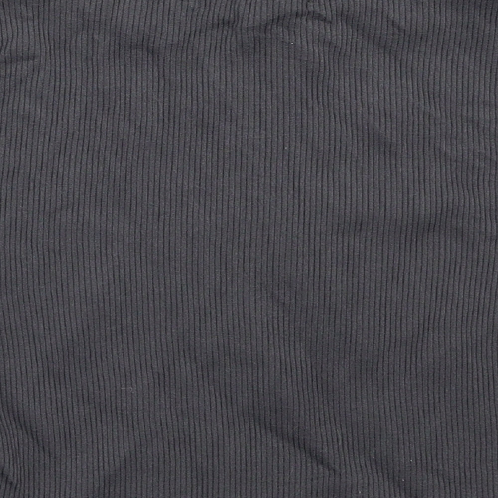 Dunnes Stores Womens Grey  Nylon Cropped T-Shirt Size M Mock Neck