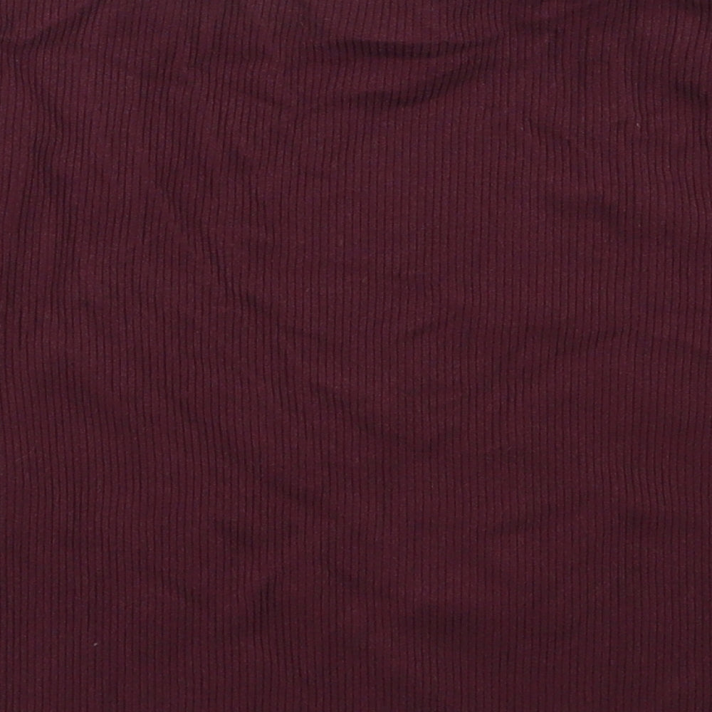 Dunnes Stores Womens Red  Nylon Cropped T-Shirt Size M Mock Neck