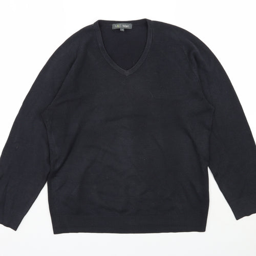 Marks and Spencer Mens Black V-Neck  Acrylic Pullover Jumper Size S