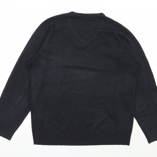 Marks and Spencer Mens Black V-Neck  Acrylic Pullover Jumper Size S