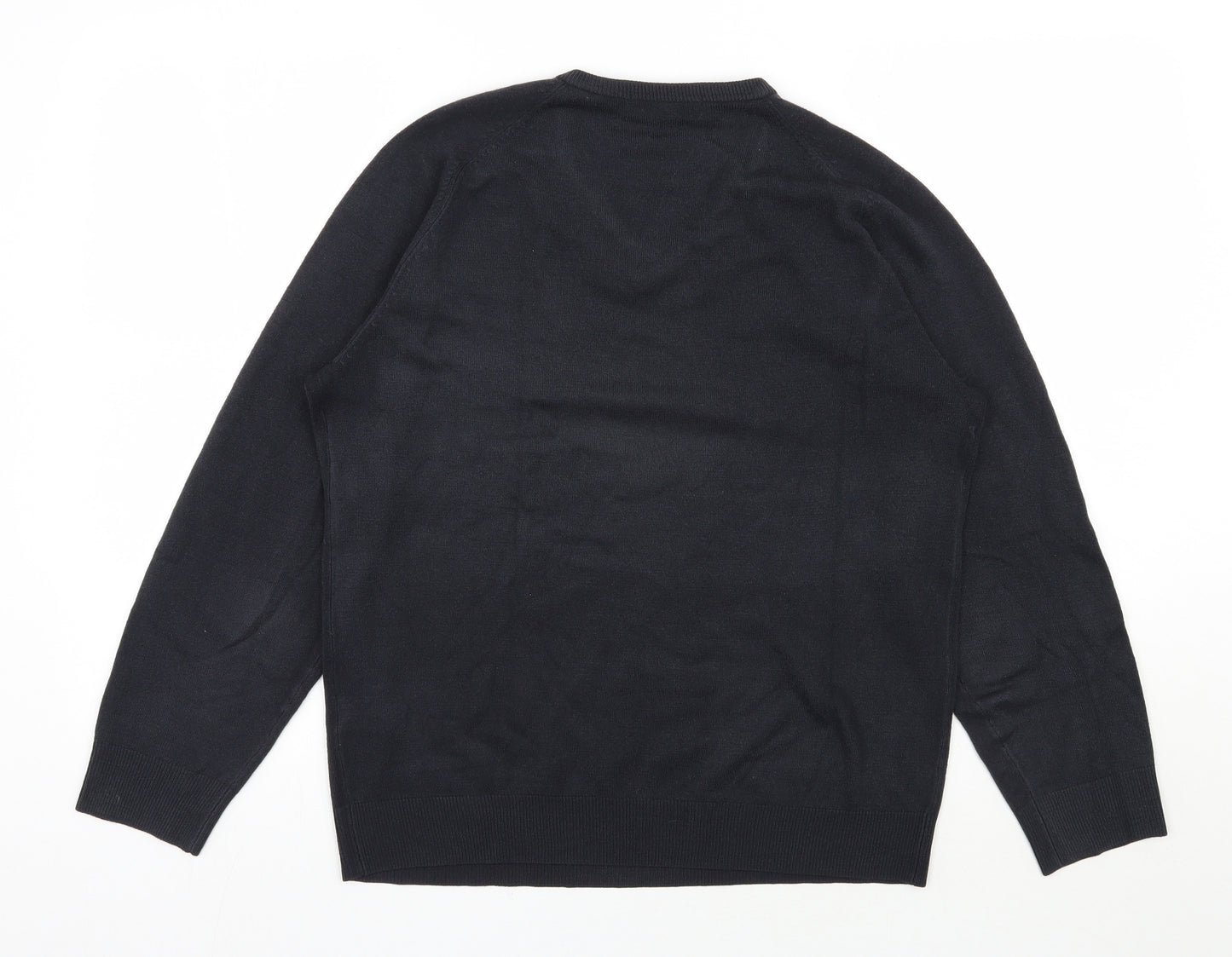 Marks and Spencer Mens Black V-Neck  Acrylic Pullover Jumper Size S