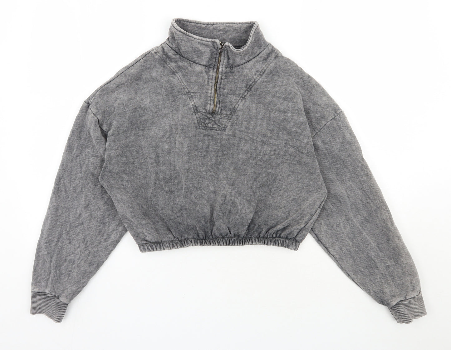 Topshop Womens Grey  Cotton Pullover Sweatshirt Size M  Pullover - Cropped