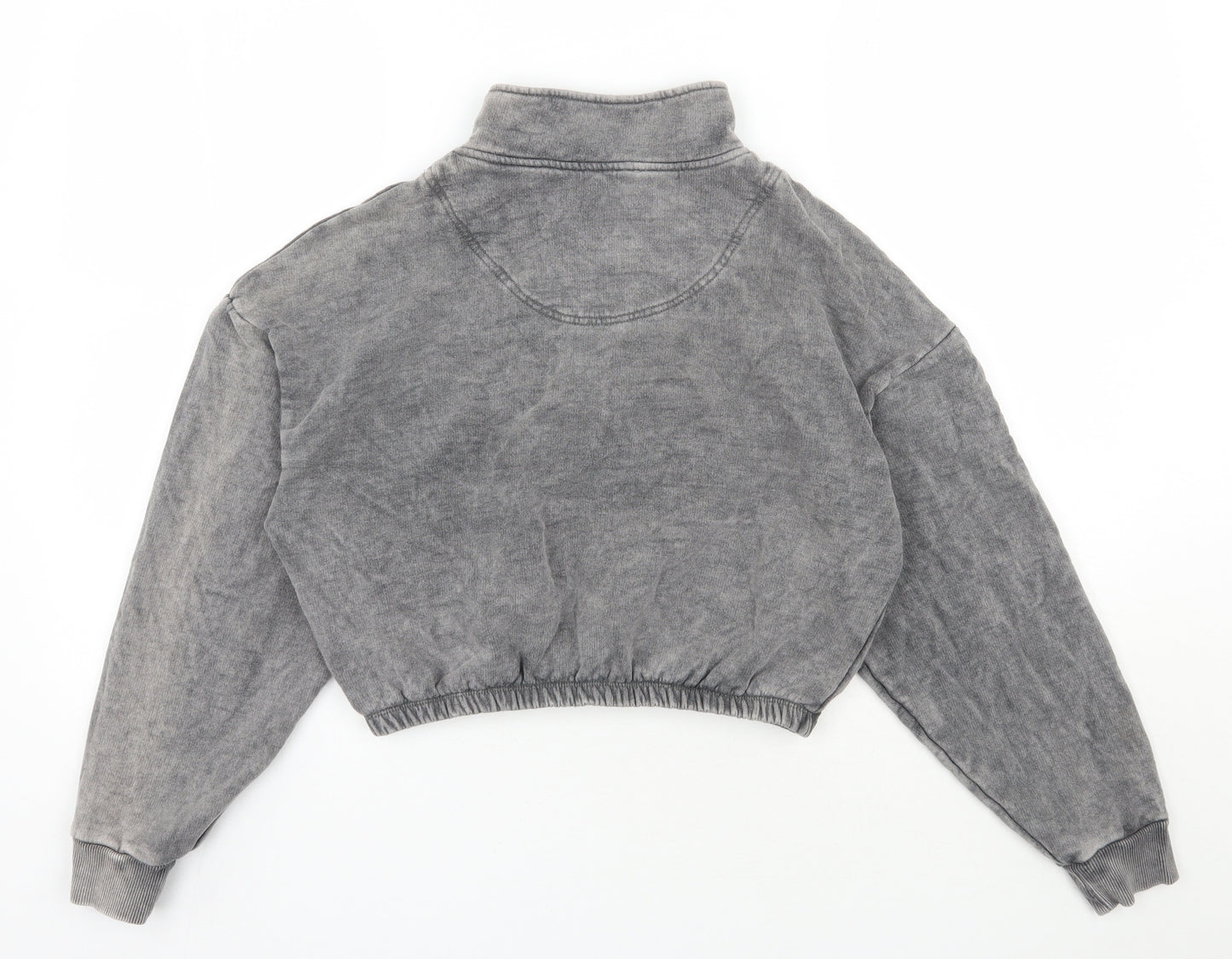 Topshop Womens Grey  Cotton Pullover Sweatshirt Size M  Pullover - Cropped