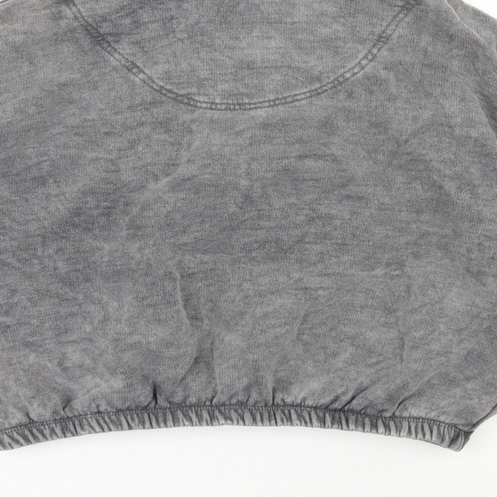Topshop Womens Grey  Cotton Pullover Sweatshirt Size M  Pullover - Cropped