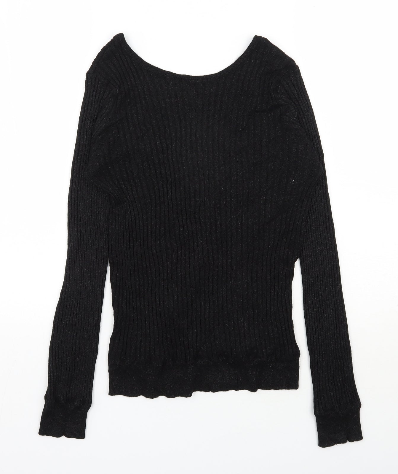 Jacqueline de Yong  Womens Black Scoop Neck  Viscose Pullover Jumper Size L   - Open back