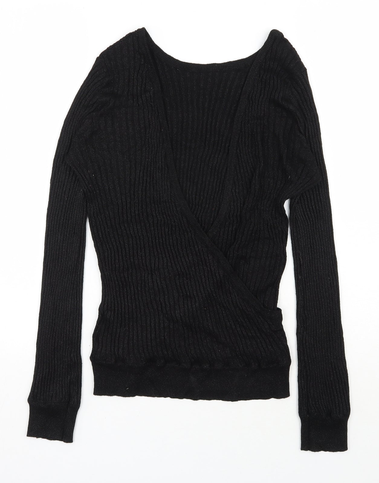 Jacqueline de Yong  Womens Black Scoop Neck  Viscose Pullover Jumper Size L   - Open back