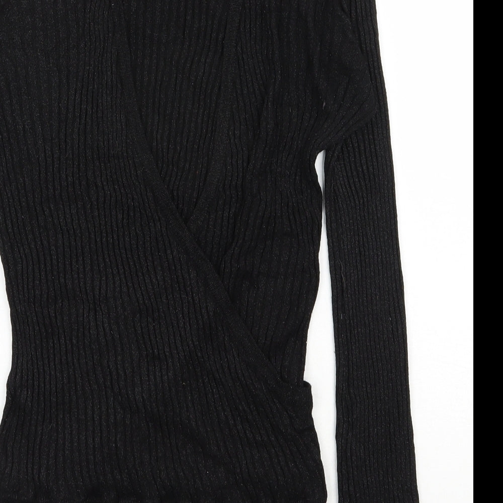 Jacqueline de Yong  Womens Black Scoop Neck  Viscose Pullover Jumper Size L   - Open back