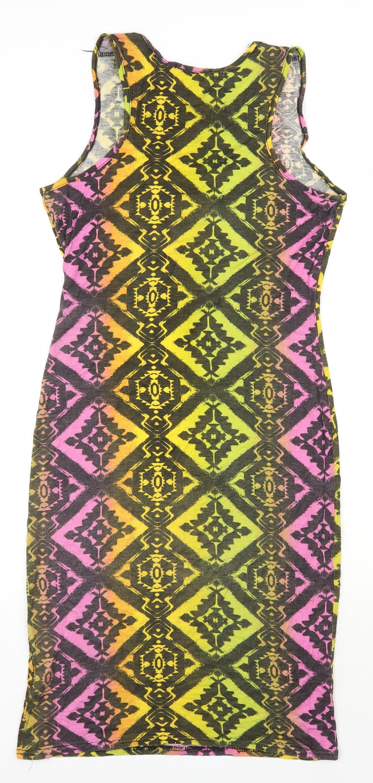 Club L Womens Multicoloured Geometric Viscose Bodycon  Size 12  Round Neck Pullover