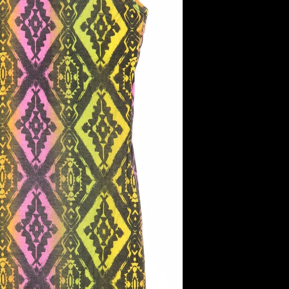 Club L Womens Multicoloured Geometric Viscose Bodycon  Size 12  Round Neck Pullover