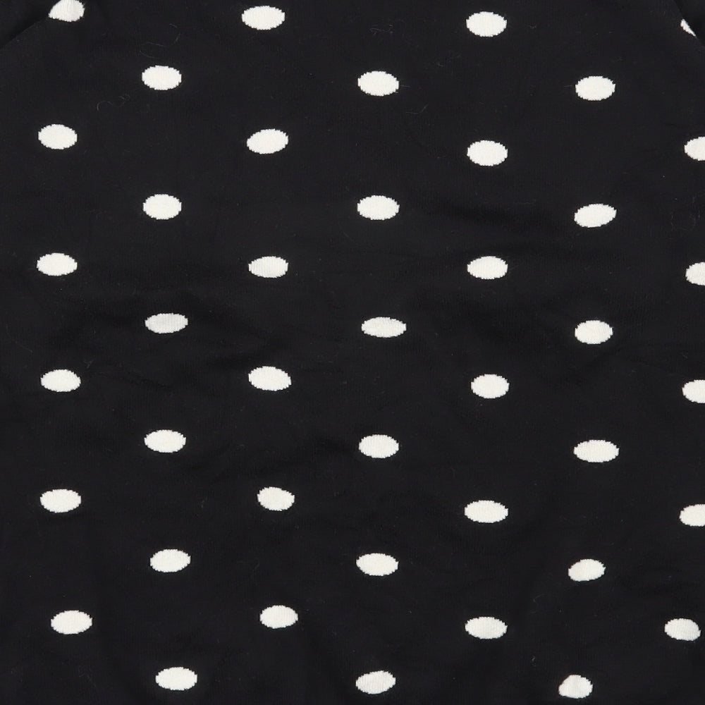 NEXT Womens Black V-Neck Polka Dot Cotton Pullover Jumper Size 14