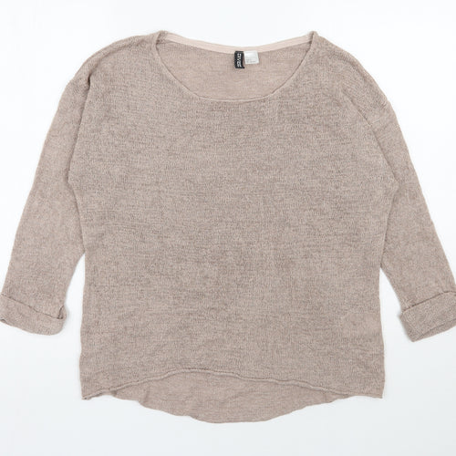 H&M Womens Beige Round Neck  Acrylic Pullover Jumper Size S