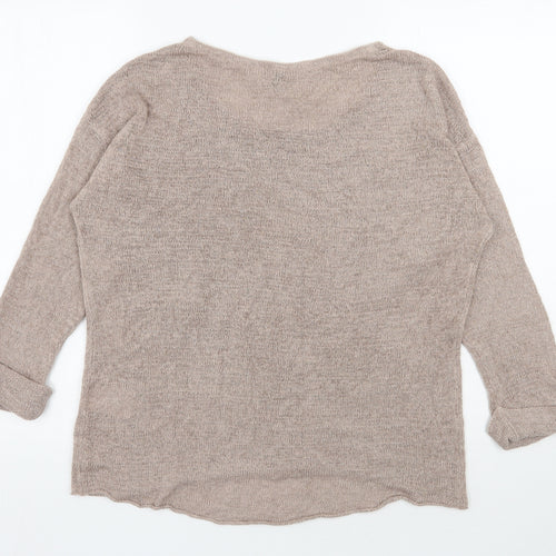H&M Womens Beige Round Neck  Acrylic Pullover Jumper Size S