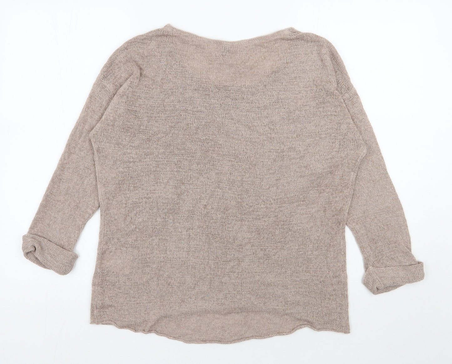 H&M Womens Beige Round Neck  Acrylic Pullover Jumper Size S