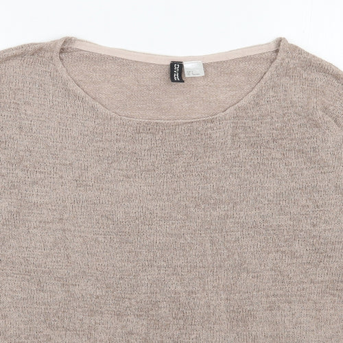 H&M Womens Beige Round Neck  Acrylic Pullover Jumper Size S