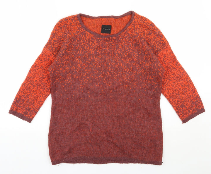 Selected Femme Womens Orange Round Neck  Nylon Pullover Jumper Size XS