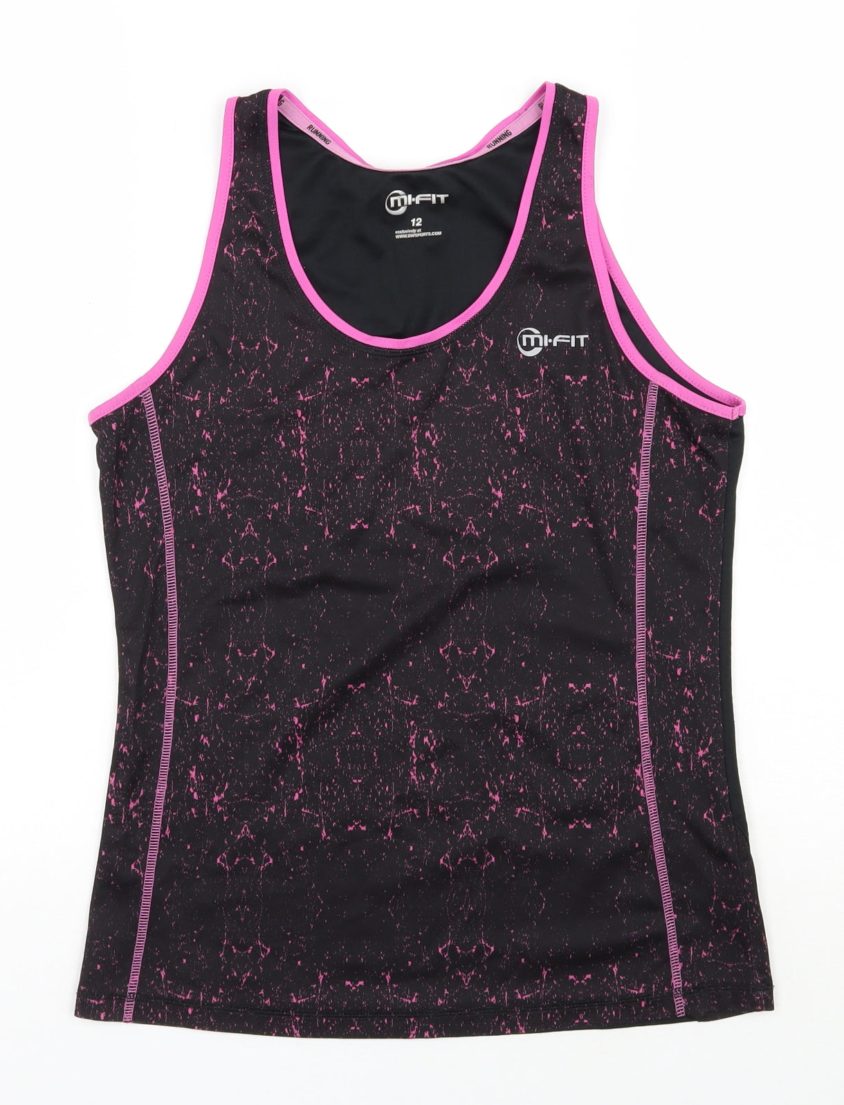 Mi.Fit  Womens Black  Polyester Basic Tank Size 12 Scoop Neck Pullover