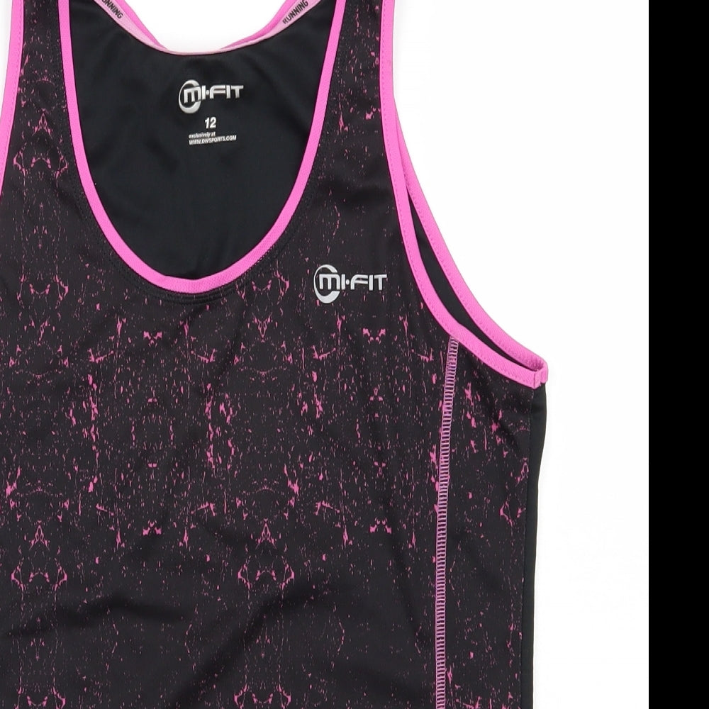 Mi.Fit  Womens Black  Polyester Basic Tank Size 12 Scoop Neck Pullover