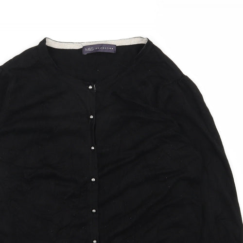 Marks and Spencer Womens Black Round Neck  Viscose Cardigan Jumper Size 10