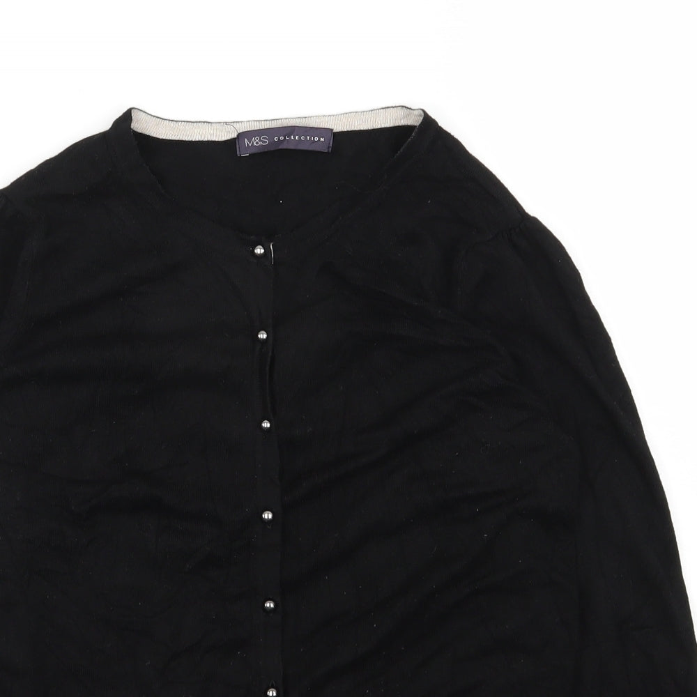 Marks and Spencer Womens Black Round Neck  Viscose Cardigan Jumper Size 10