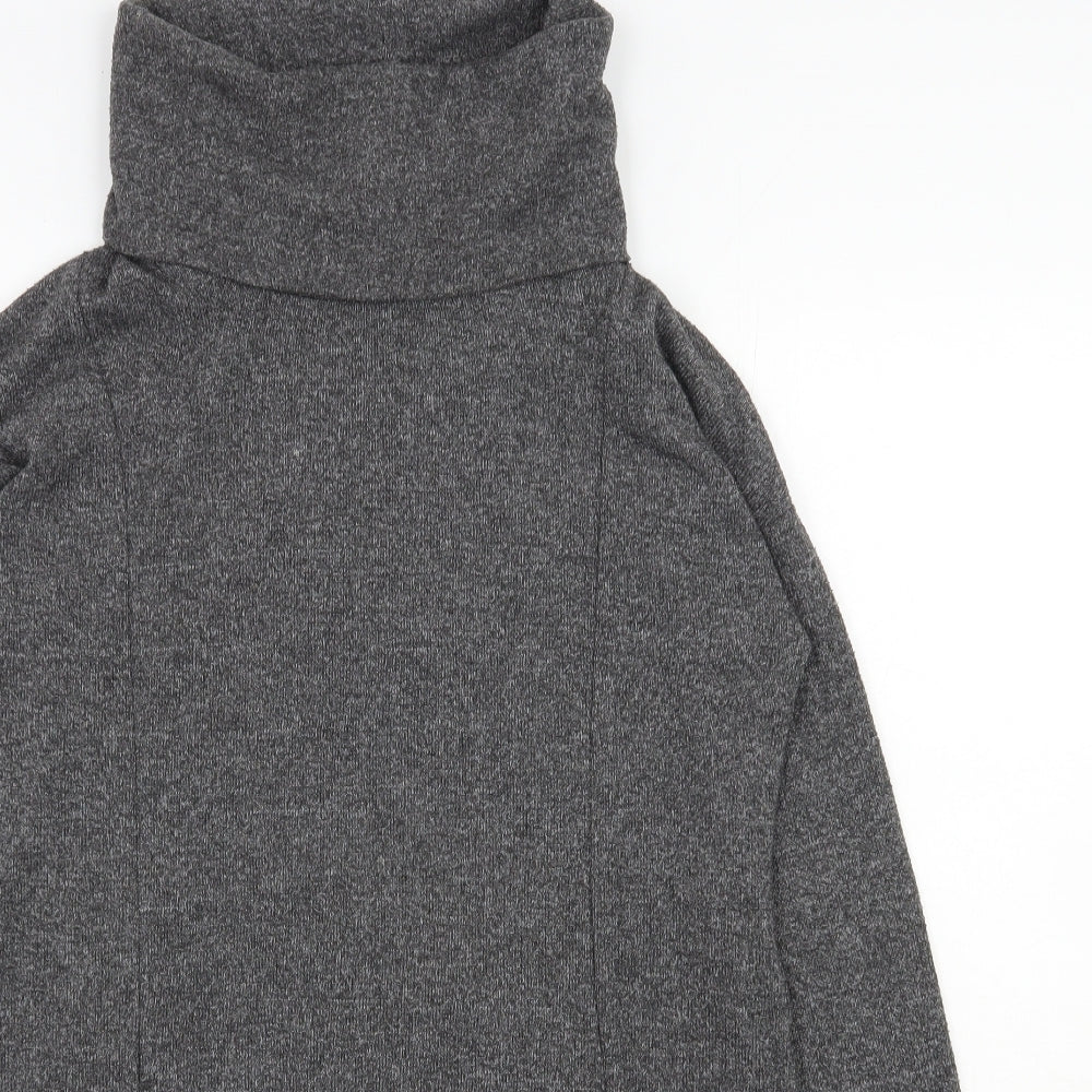 Long Tall Sally Womens Grey Roll Neck  Polyester Tunic Jumper Size S