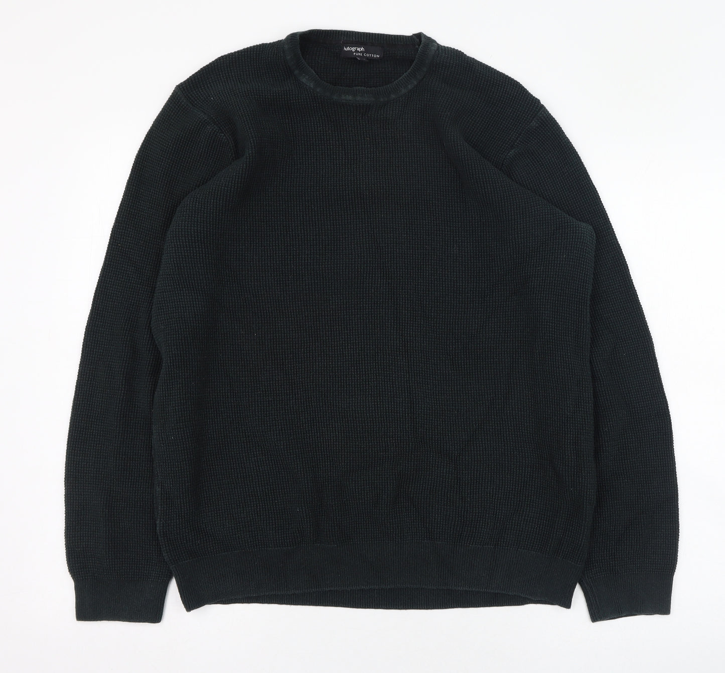 Autograph Mens Green Round Neck  Cotton Pullover Jumper Size XL