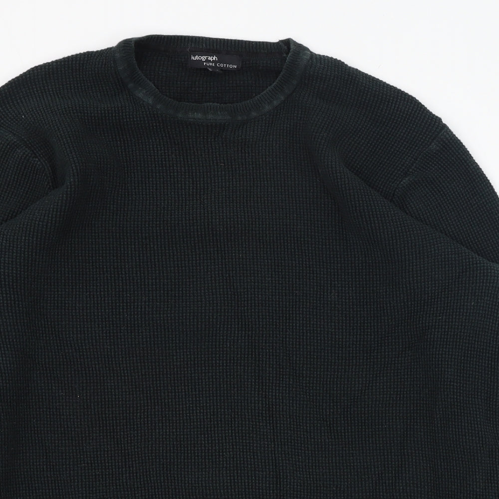 Autograph Mens Green Round Neck  Cotton Pullover Jumper Size XL