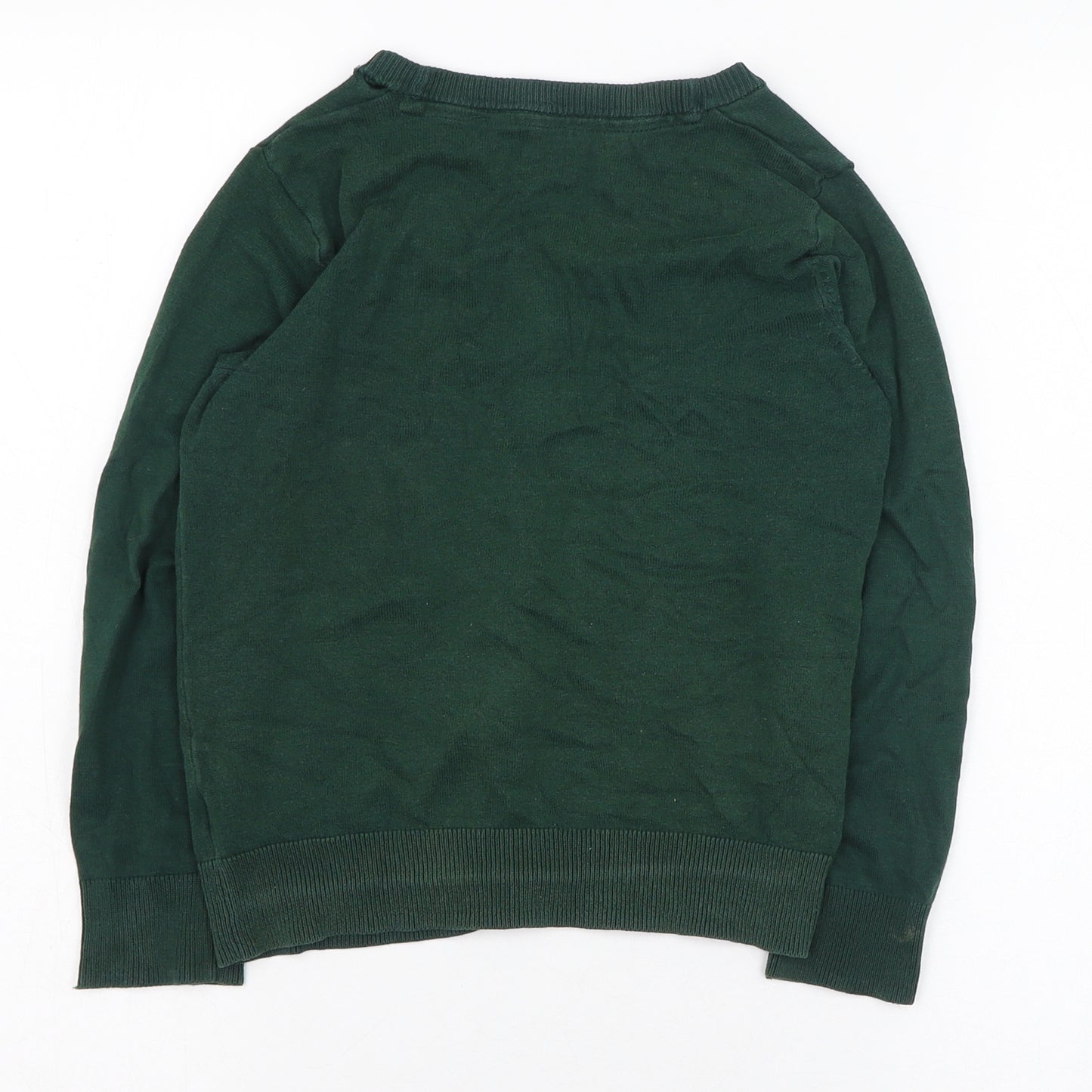 F&F Girls Green V-Neck  Cotton Cardigan Jumper Size 8-9 Years  Button - School