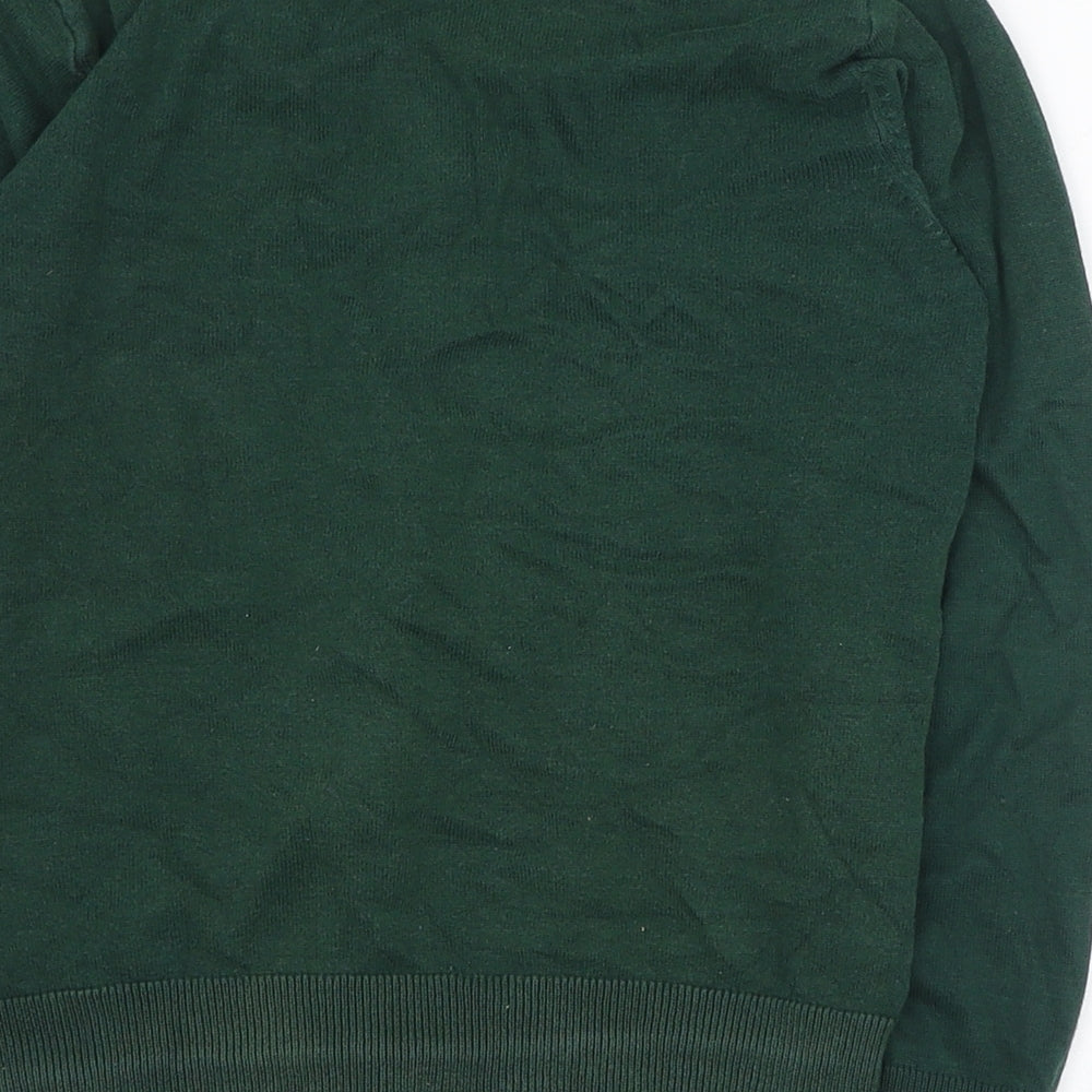 F&F Girls Green V-Neck  Cotton Cardigan Jumper Size 8-9 Years  Button - School