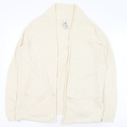 Pull&Bear Womens Ivory Round Neck  Cotton Cardigan Jumper Size 4