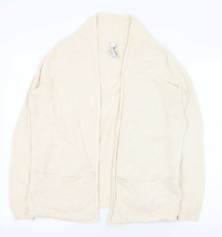 Pull&Bear Womens Ivory Round Neck Cotton Cardigan Jumper Size 4